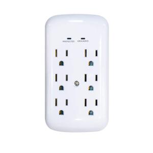 Commercial Electric 6-Outlet Wall Mounted Surge Protector, White ( LA-9A-8)