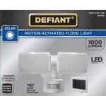 Defiant 180° White Motion Sensor Solar Powered Outdoor 2-Head LED Security Flood Light 1000 Lumens (DFI-0654-WH)