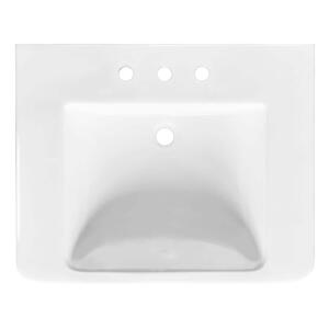 Glacier Bay White Fine Fireclay Fiona 7.28 in. Pedestal Sink Basin with 8 in. Faucet Spread