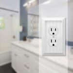 Hampton Bay Cottage 1-Gang White Single Outlet Duplex Wood BMC Compound Wall Plate (269DWHB)