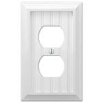 Hampton Bay Cottage 1-Gang White Single Outlet Duplex Wood BMC Compound Wall Plate (269DWHB)