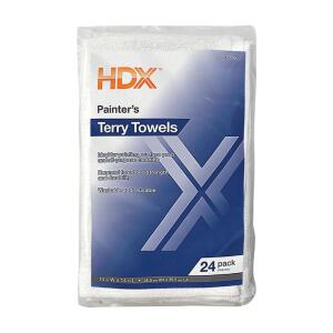 HDX 14 in. x 14 in. Cotton Painter's Towels (24-Count)(T-00476-HDX)