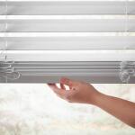 Home Decorators Collection White Cordless Faux Wood Blinds for Windows with 2 in. Slats - 35 in. W x 64 in. L (Actual Size 34.5 in. W x 64 in. L) (10793478184453 )