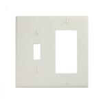 Leviton 2-Gang White 1-Toggle / 1-Decora/Rocker Plastic Standard Wall Plate (1-Pack) - R52-80405-00W