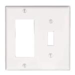 Leviton 2-Gang White 1-Toggle / 1-Decora/Rocker Plastic Standard Wall Plate (1-Pack) - R52-80405-00W
