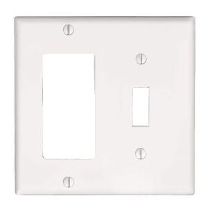 Leviton 2-Gang White 1-Toggle / 1-Decora/Rocker Plastic Standard Wall Plate (1-Pack) - R52-80405-00W