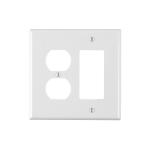 Leviton 2-Gang White 1-Decora/Rocker/1-Duplex Outlet/Receptacle Nylon Midway/Midsize Wall Plate (1-Pack) - R52-PJ826-00W