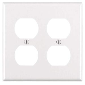 Leviton 2-Gang White Duplex Outlet/Receptacle Plastic Standard Wall Plate (1-Pack) - R52-88016-00W