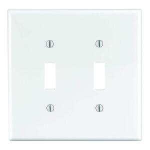 Leviton 2-Gang White Toggle Nylon Standard Wall Plate (1-Pack) - R52-00PJ2-00W