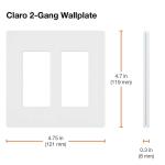 Lutron Claro 2 Gang Wall Plate for Decorator/Rocker Switches, Gloss, White (CW-2-WH) (1-Pack) - CW-2-WH