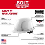 Milwaukee BOLT White Type 1 Class C Front Brim Vented Hard Hat with 4 Point Ratcheting Suspension (48-73-1200)