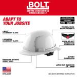 Milwaukee BOLT White Type 1 Class C Full Brim Vented Hard Hat with 4 Point Ratcheting Suspension (48-73-1201)