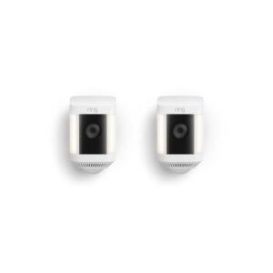 Ring Spotlight Cam Plus, Battery - Smart Security Video Camera with LED Lights, 2-Way Talk, Color Night Vision, White, 2-Pack (B0B7QMF9T5)