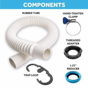 SIMPLE DRAIN 1.25 in. Rubber Threaded P-Trap Bathroom Single Sink Drain Kit (3EA-1V2-TC0)