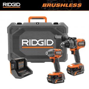 Rigid 18V Brushless 2-Tool Combo Kit with 6.0 Ah and 4.0 Ah MAX Output Batteries, Charger, and Hard Case