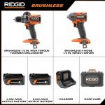 Rigid 18V Brushless 2-Tool Combo Kit with 6.0 Ah and 4.0 Ah MAX Output Batteries, Charger, and Hard Case