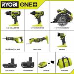 RYOBI ONE+ 18V Cordless 6-Tool Combo Kit with 1.5 Ah Battery, 4.0 Ah Battery, and Charger