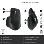 Logitech MX Master 3S Wireless Laser Mouse with Fast Scrolling - Black