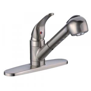 Kitchen Faucet Solid Handle Pull Out Satin Nickel