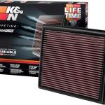 33-2443 K&N High-Flow Original Lifetime Engine Air Filter: Increase Power: Premium, Washable: 2011-2025 Toyota/Lexus/Mitsubishi/Fiat